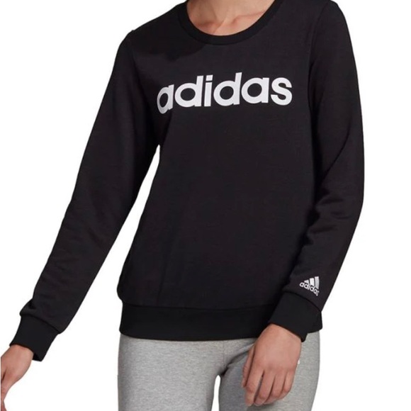Adidas Essentials Linear Logo Crew Neck Sweatshirt - Picture 2 of 10